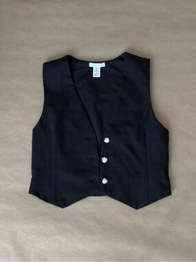 H&M Black Women's Vest with pearl Buttons